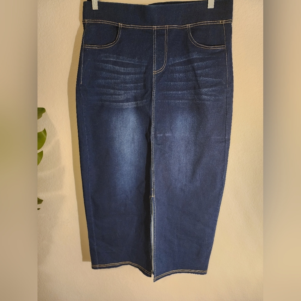 Classic Blue Long Skirt Elastic Waist